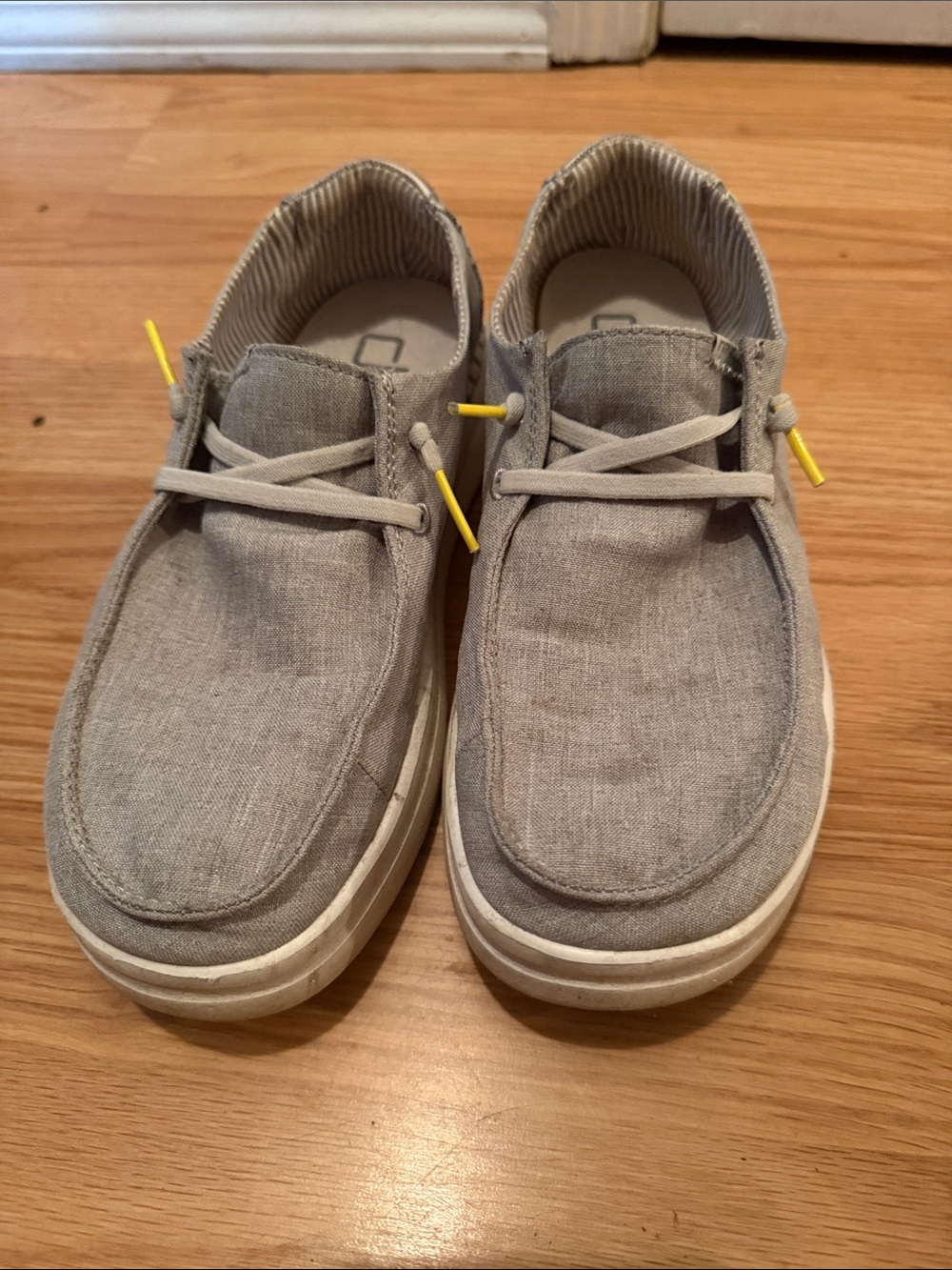 Women’s Casual Canvas Slip-On Hey Dude Shoes in Light Gray